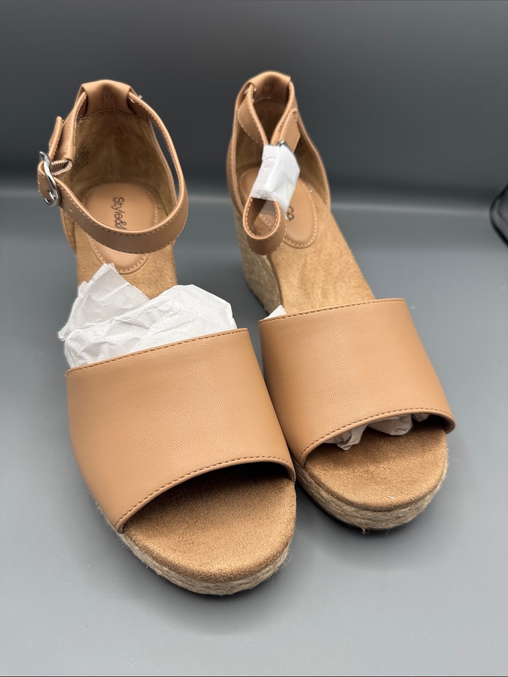 Style & Co. Womens Seleene Faux Suede Open Toe Wedge Sandals